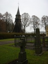 Skällviks kyrka, klockstapeln från nordväst