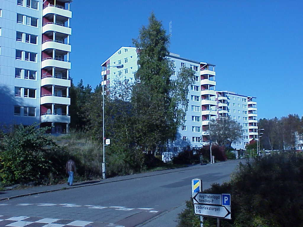 Översiktbild över punkthusen längs Blåsvädersgatan.