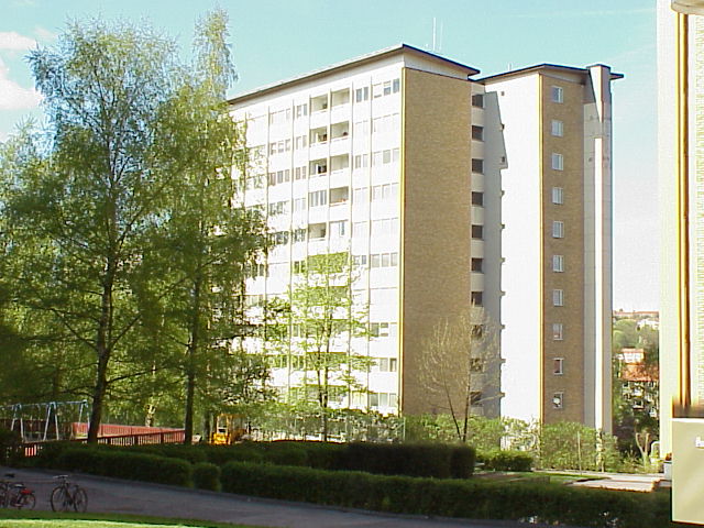 Punkthusen i Kallebäck som ligger inom kvarteret Regalen. De är utformade som två kopplade skivhus.