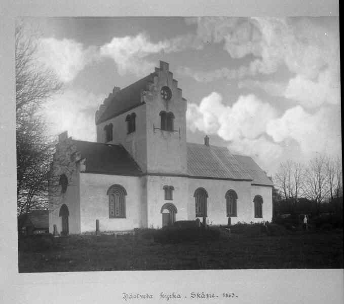 Hästveda kyrka mot sydväst. Arkitekt Helgo Zettervalls samling, 1863. 

