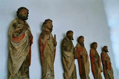 Altarskåpsfigurer i Särestad kyrka. Neg.nr. 03/288:15. JPG.