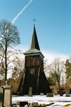 Klockstapel i schweizerstil vid Södra Fågelås kyrka. Neg.nr. 03/245:15. JPG. 