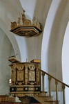 Predikstol av Johan Ullberg d.ä. i Valstads kyrka. Neg.nr. 04/301:21. JPG.