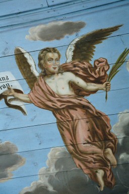 Takmålning med ängel i Vättaks kyrka. Neg.nr. 04/306:19. JPG.