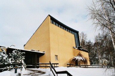 Exteriör av Högåskyrkan från 1966. Neg.nr. 03/223:05. JPG. 