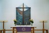 Postmodernt altarskåp i Stockslyckekyrkan. Neg.nr. B961_069:02. JPG.