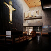 Orgeln av Hammarberg har två spelbord, ett i koret och ett på läktaren. Orgelhuset är placerat på en bjälke över läktaren. Sakristian ligger under läktaren.