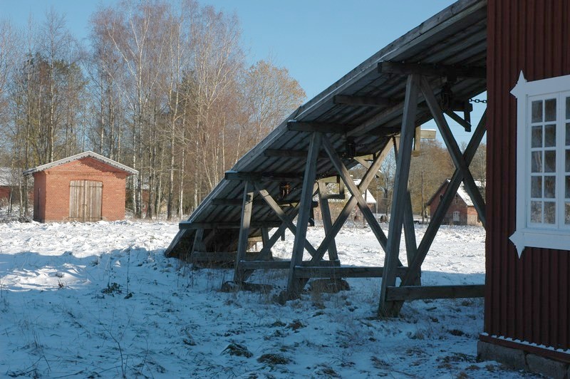 Vretens sågverk, såghusets ramp med kerattbanan för uppfordring av sågtimmer.