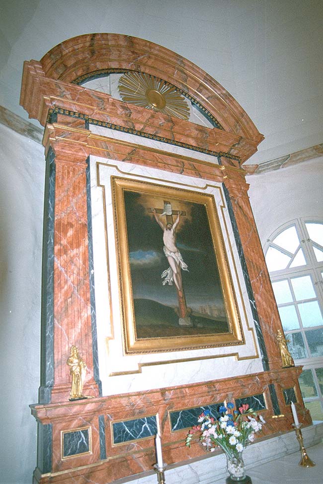 Altaruppsatsen i Grimetons kyrka.