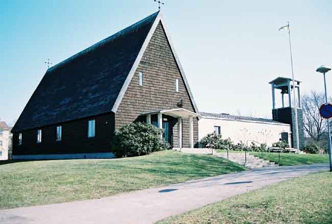 Norrstrandskyrkan, exteriört, norra och västra fasaden.