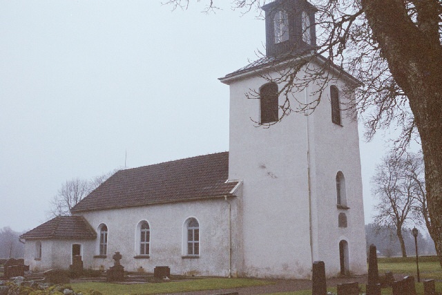 Jäla kyrka exteriör nordväst. Negnr 01/288:24a