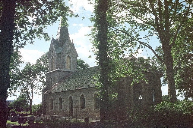 Vistorps kyrka exteriör sydostvy. Negnr 01/272:16