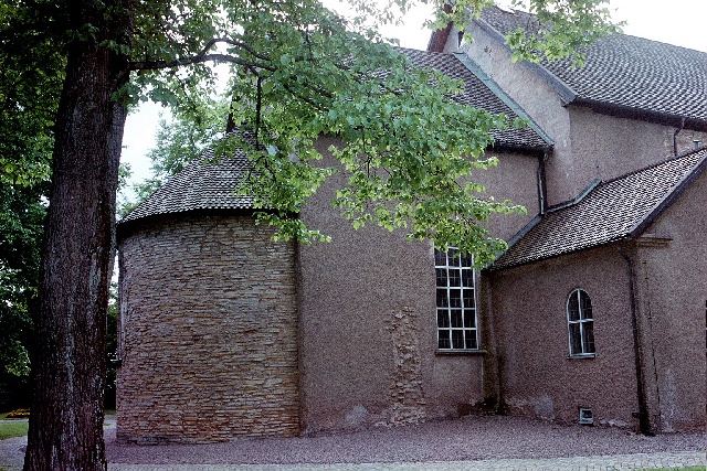 St Olofs kyrka exteriör kor, absid och sakristia. Negnr 01/275:18a