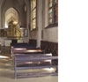 "Det yttre sidoskeppet i söder, med kryssvalv från 1856-61, har ett kapell avsett för dop, försett med en dopfunt i brons. Vid sidan av kalkstensgolvet finns två mindre avsnitt med åttasidigt och mindre fyrsidigt 1800-talstegel, lagt i mönster. Längst fram är Mariaskåpet, ett altarskåp tillverkat omkring 1510 i Antwerpen, på podium murat 1958-61. Åhörarbänkarna är likadana som i bröllopskapellet, men dessutom finns utmed södra väggen mörkt fernissade f d korbänkar, prydda med sniderier. På väggytorna ovanför finns rester av medeltida dekorationsmålningar".