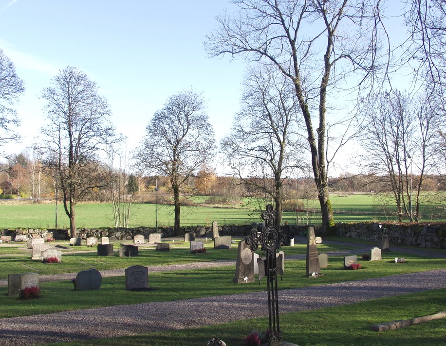Kyrkogårdens sydöstra del, med Köpingskomplexet i bakgrunden 