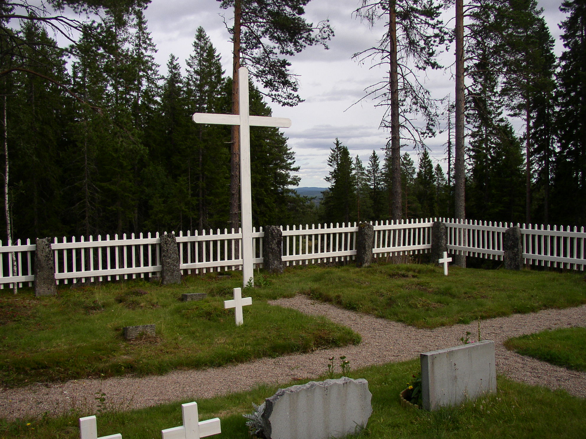 Begravningsplatsens östra del från nordväst. 