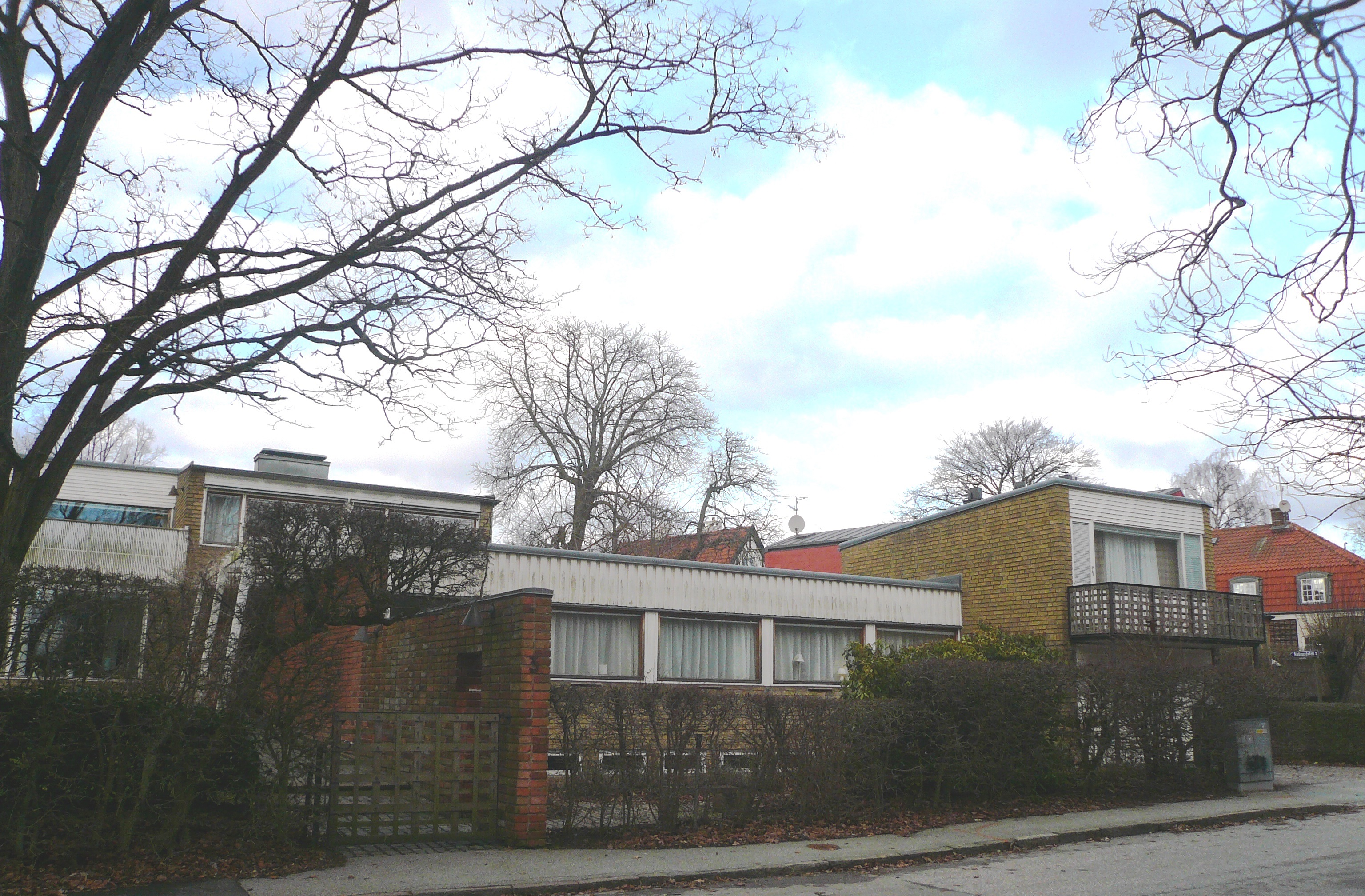 Westmans villa, Lund. Fasad mot Nationsgatan, vy från sydväst.