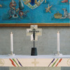 Brännkyrka kyrka, krucifix på altaret. 