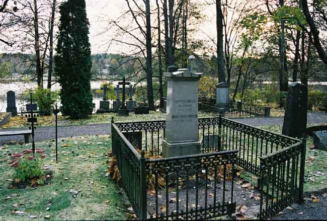 Kyrkogården söder om kyrkobyggnaden.