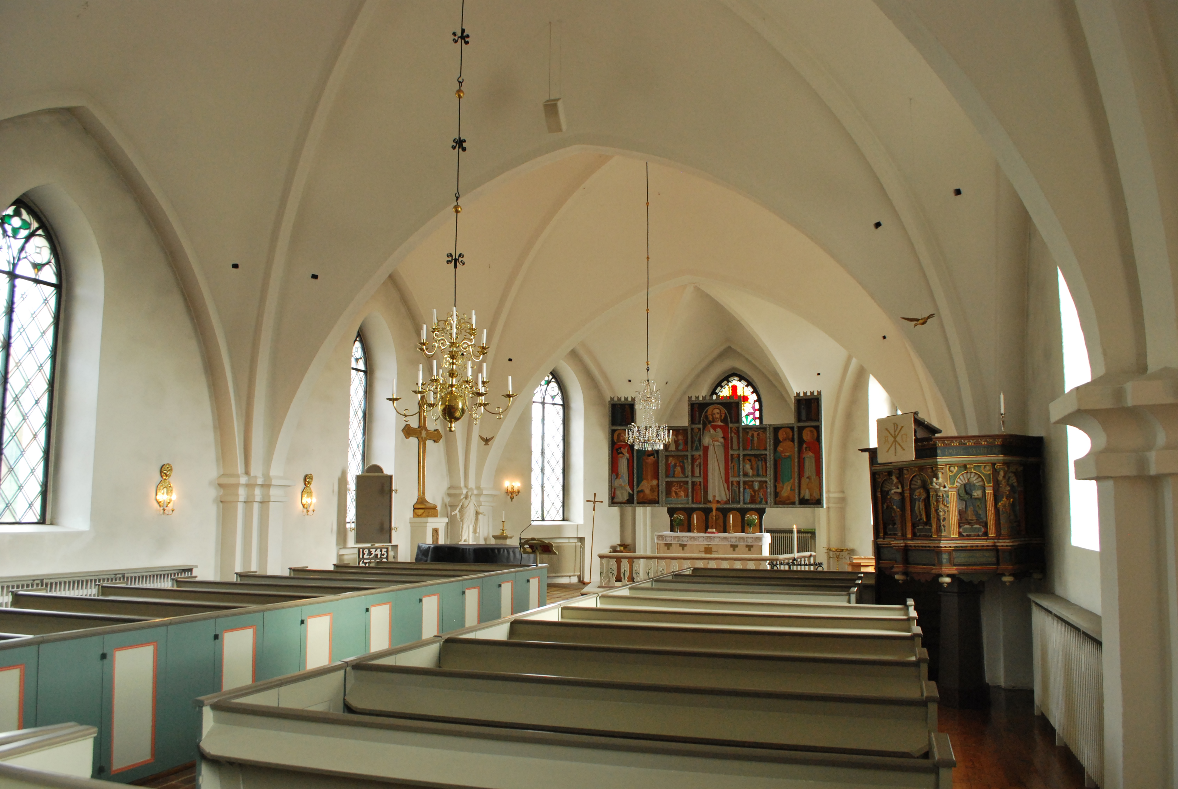 Fjärestads kyrka, långhuset mot koret