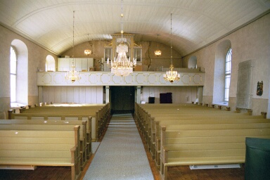Örslösa kyrka, vy mot läktaren. Neg.nr 03/151:03