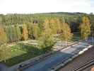 Bräcke kyrka, norra kyrkogården sedd från kyrktornet. 