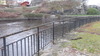 Nedströms kraftverket fortsätter ån/kanalen med stenskodda kanter genom hela Uddevalla centrum. Den blir successivt bredare och bredare innan den mynnar ut i Byfjorden som utgör en vik av Skagerrak.