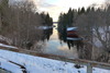 Taxvikens kraftverk är uppfört mellan sjöarna Iväg och Laxsjön. I fonden ses den uppströms belägna Iväg. 