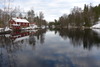 Skåpafors kraftverks vattenvägar utgör förbindelsen mellan de båda sjöarna Svärdlången och Laxsjön. Vattenspegeln uppströms är cirka 1,3 hektar. Över denna dammsjö sträcker sig två broar – dels länsväg 164 dels en mindre och äldre bro där den gamla landsvägen gick.