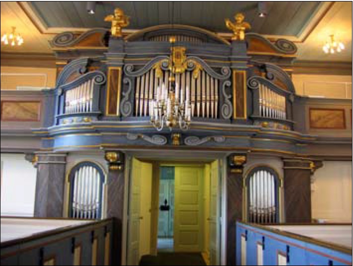 Orgelfasad i Ljungarums kyrka.