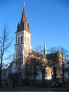 Sofiakyrkan i Jönköping. Bilden visar väl den genomgående nygotiska arkitekturen.