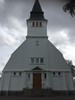 Alanäs kyrka, exteriör, västra fasaden.

