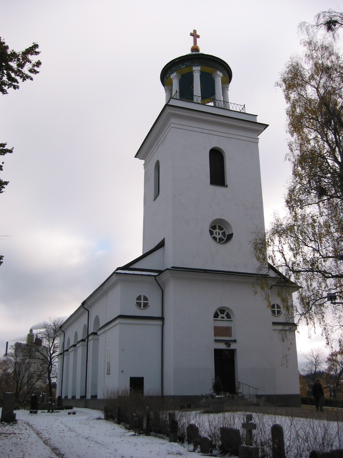 Timrå kyrka, exteriör, västra fasaden. 