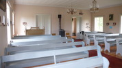 Lungö kapell, interiör, kyrkorummet, vy från koret. 