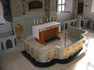 Häggdångers kyrka, interiör, kyrkorummet, altarring & altarbord.