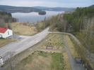 Högsjö kyrkas kyrkogård, vy från kyrktornet mot väster. 