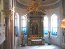 Härnösands Domkyrka, interiör, kyrkorummet, kor absiden sedd från predikstolen.