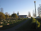 Långsele kyrka med omgivande kyrkogård, vy från norr. 