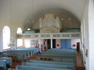 Vibyggerå nya kyrka, interiör, kyrkorummet, vy mot koret läktaren från predikstol.