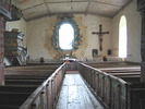 Vibyggerå gamla kyrka, interiör, kyrkorummet, vy mot koret. 