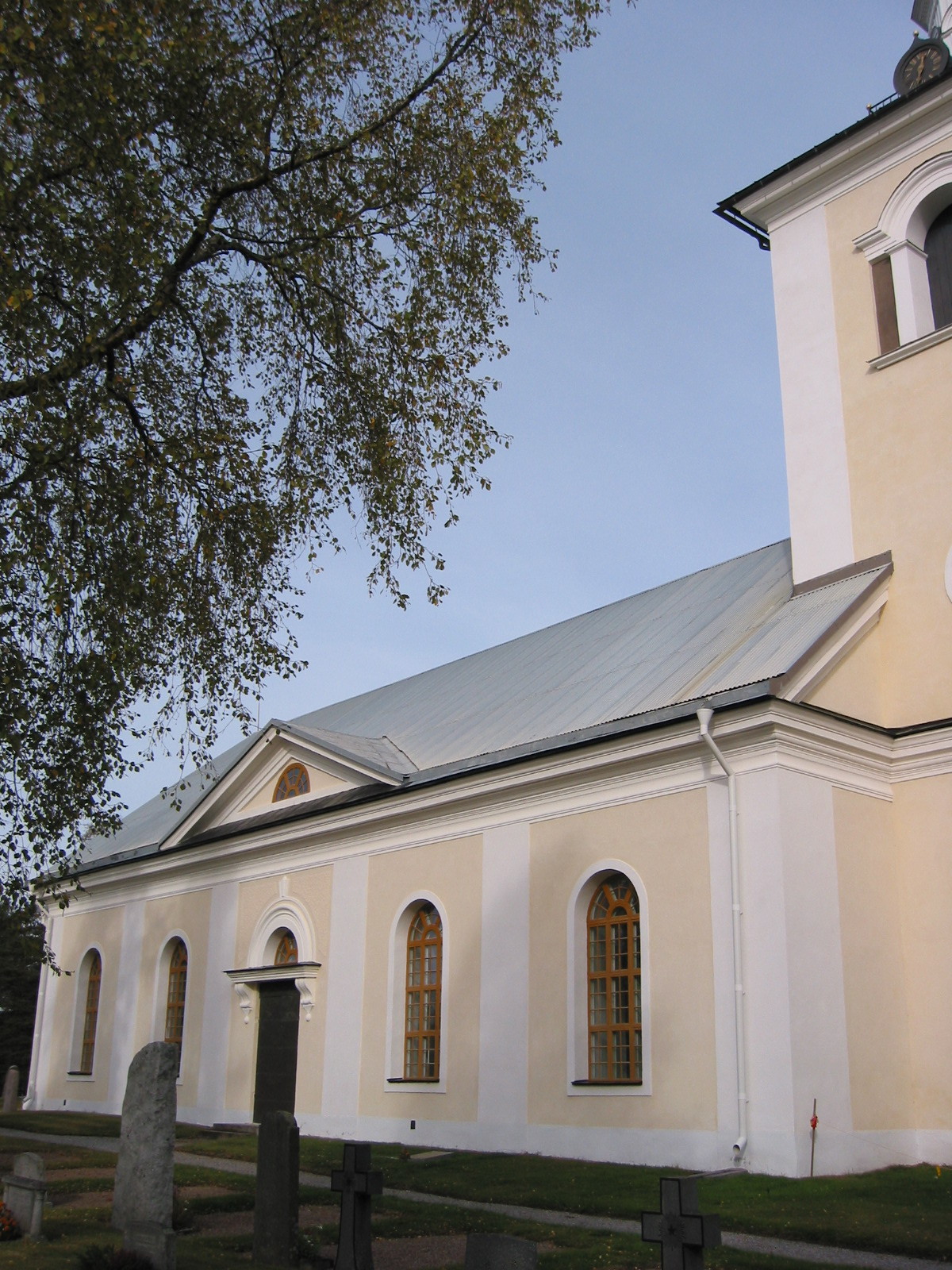 Styrnäs kyrka, exteriör, södra fasaden. 