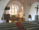 Ullångers kyrka, interiör, vy från läktaren mot koret.
