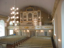 Ytterlännäs nya kyrka, interiör, kyrkorummet, vy mot läktaren från koret. 
