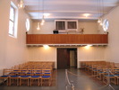 Mjösunds gravkapell, interiör, kapellrummet, salen sedd från koret.