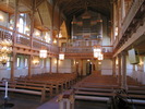 Skönsmons kyrka, interiör, kyrkorummet, vy mot orgelläktaren i väster från koret.