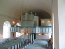 Stöde kyrka, interiör, kyrkorummet, vy mot orgelläktaren från predikstolen. 