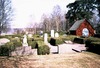 Kyrkogården öster om koret, likboden till höger.