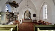 Hammarlunda kyrka, långhuset sett mot koret i öster