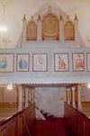 Gökhems kyrka interiör västvy läktarbröstning och orgel