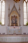 Dala kyrka interiör altare, altaruppsats och altarring. Negnr 01/284:20a